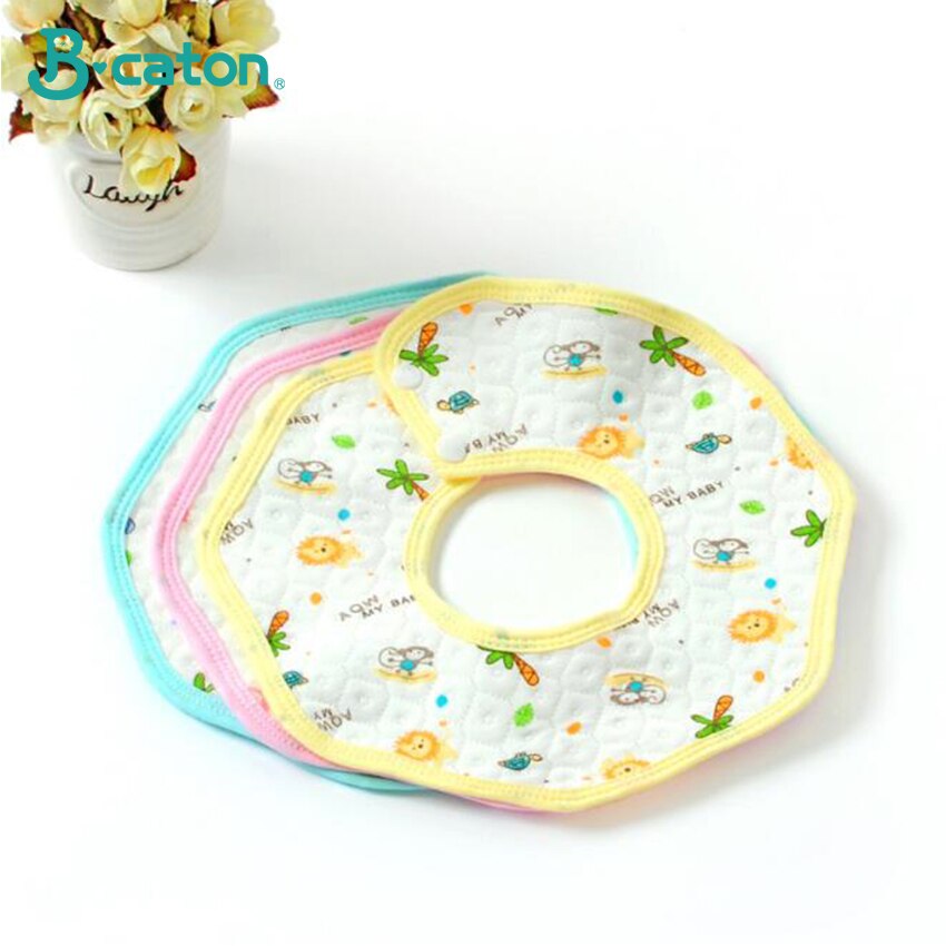 Baby Bibs Cotton Burp Cloths 360 Degree Rotatable Baby Waterproof Bibs Feeding Cartoon Blue Pink Yellow 25x25cm