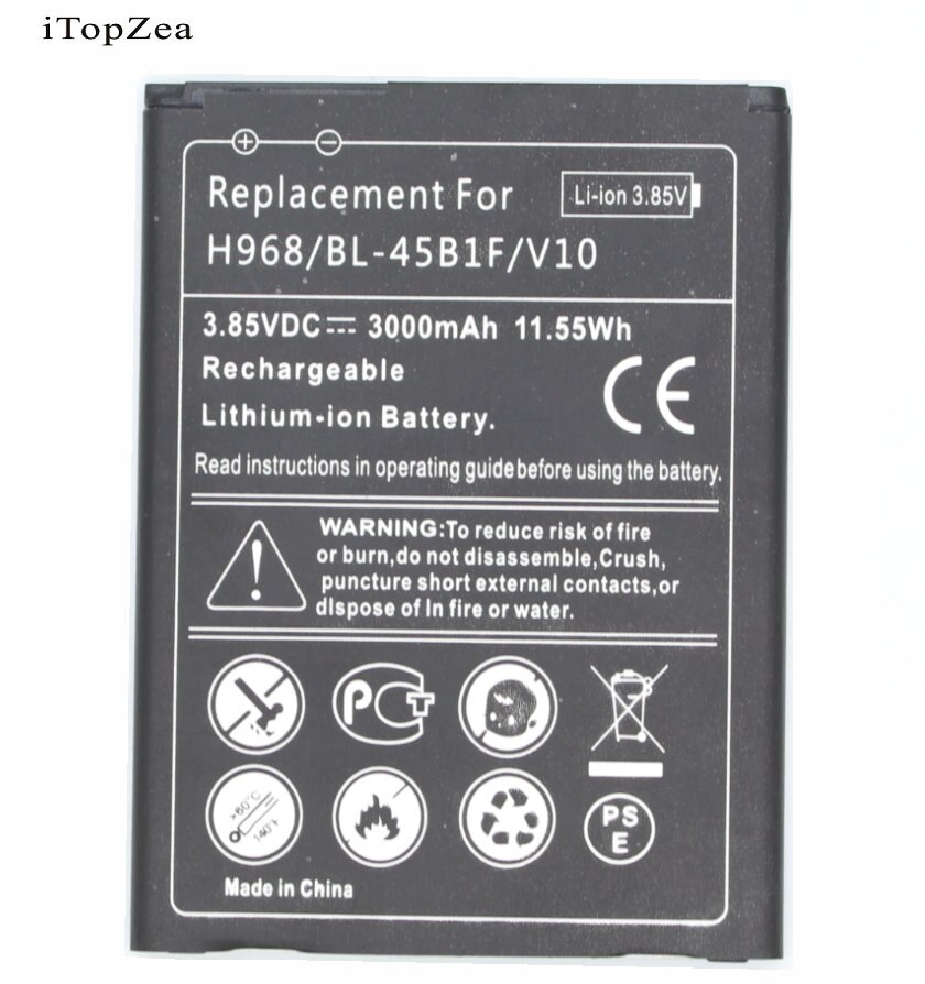 ITopZea-Batería de repuesto de BL-45B1F, cargador de pared Universal USB para LG V10 H968 H961N H900 H901 VS990 F600 F600L, 3x3000mAh