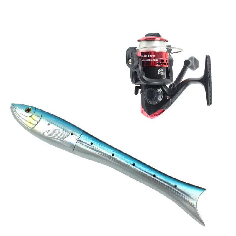 1.6 m Fishing Rod Mini Pen Fishing Rod Portable Fish Shaped Carbon Telescopic Spinning Rod Casting Carp Fishing Pole: Blue Rod With Wheel