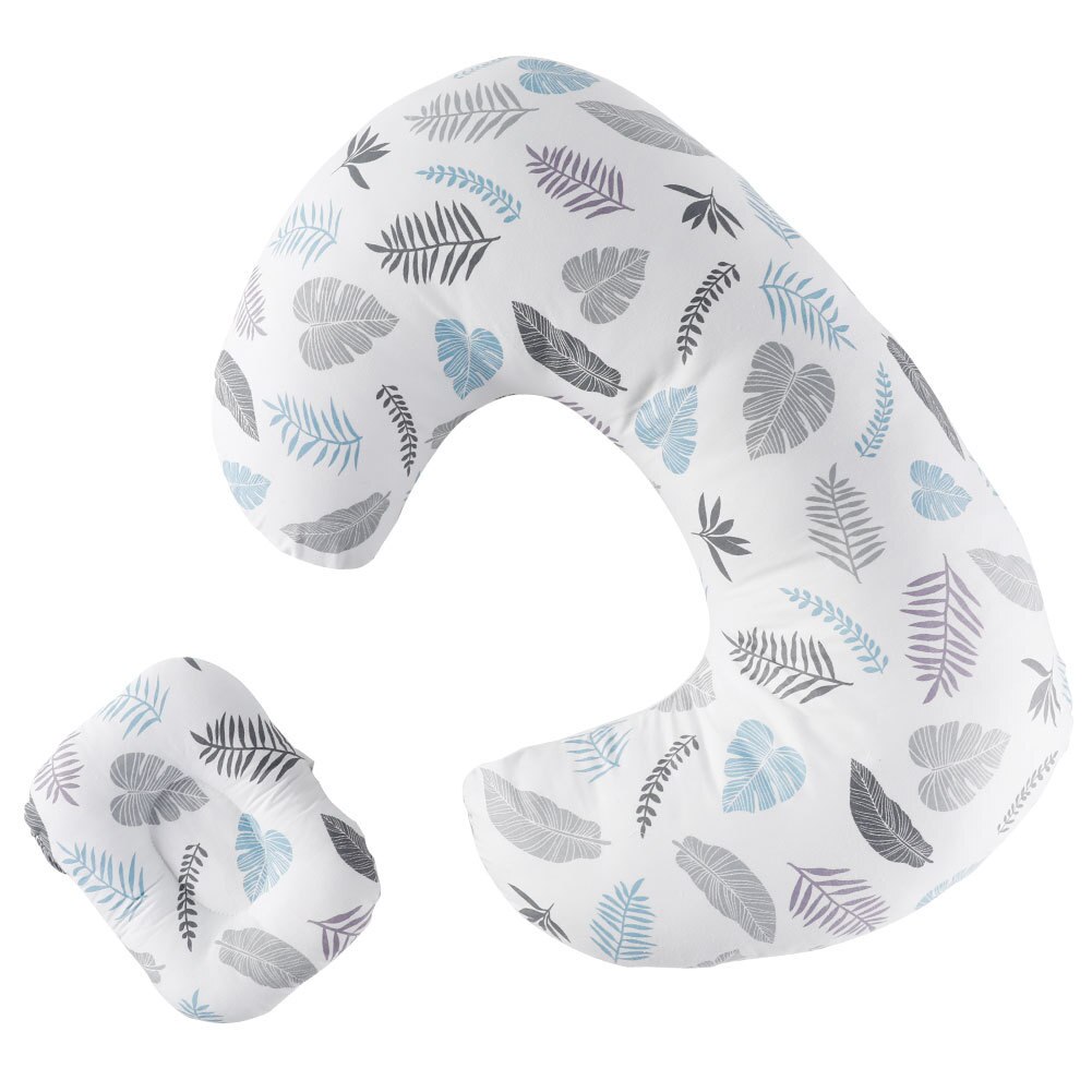 2 pz/set cuscino per allattamento al seno a forma di U neonato multifunzione cuscini per allattamento in puro cotone accessori per neonati: Gray Leaf