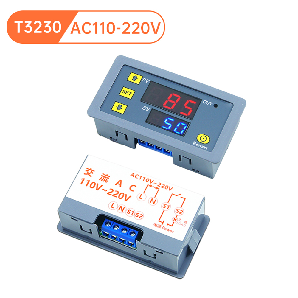 T3230 Cycle Timing Delay Relay LED Display Timer Control Switch Adjustable Timing Relay Delay Switch DC12V DC24V AC110-220V: Orange