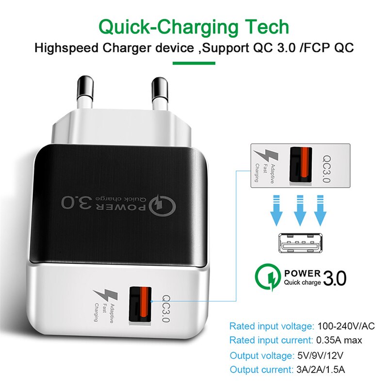 3A Quick Charge 3,0 USB Ladegerät EU UNS Wand Handy Ladegerät Adapter für iPhone 11 Por QC3.0 Schnelle Lade für Samsung Xiaomi