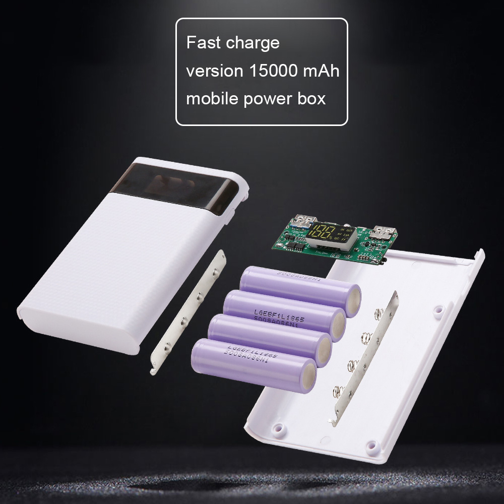 Kebidu Diy 4X18650 Power Bank Qc 3.0 Snelle Lading Dual Usb Type C Case Mobiele Telefoon 15000Mah batterij Opbergdoos Zonder Batterij