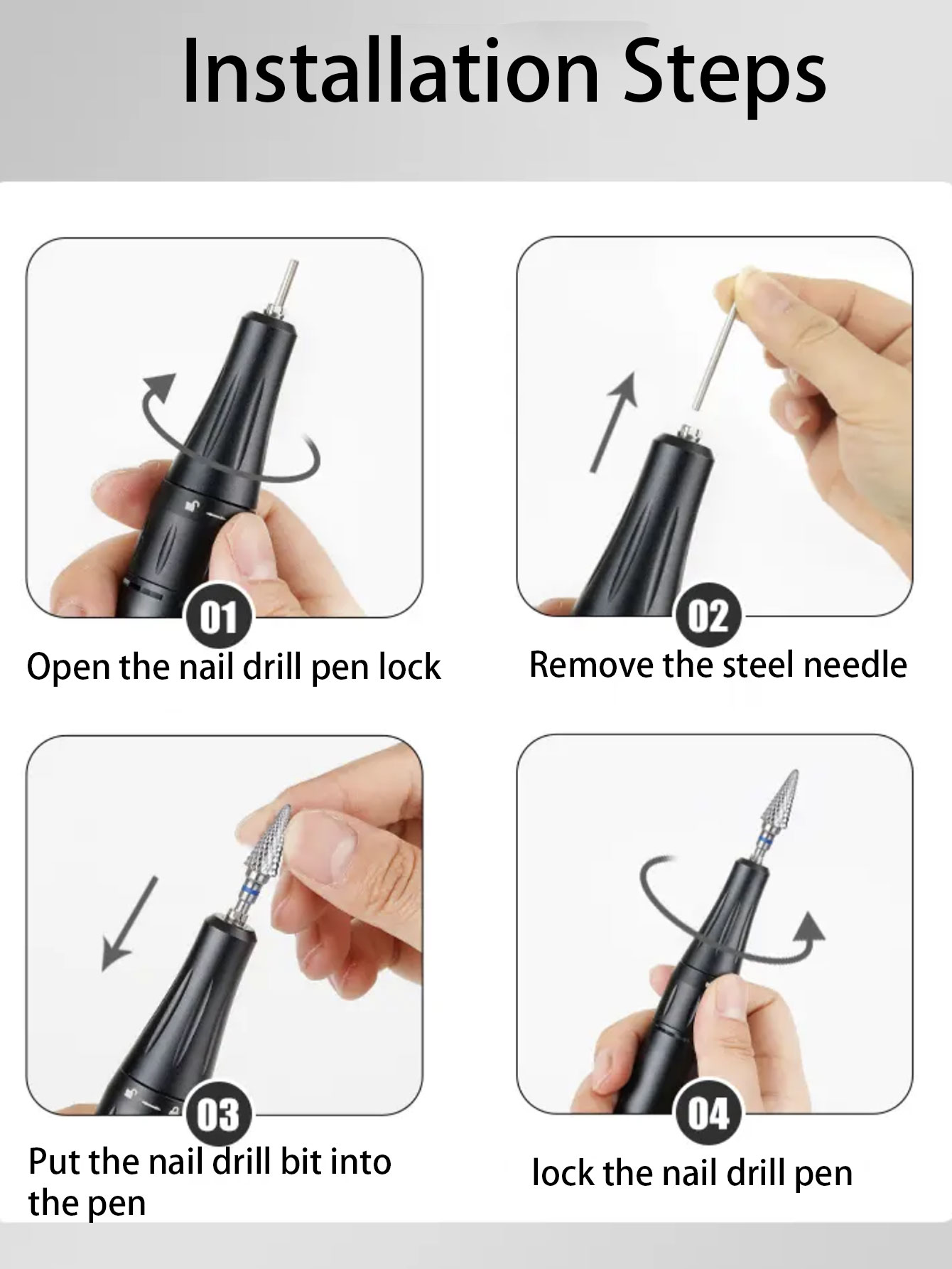 1 Uds. Broca para uñas con forma de cono, fresa de carburo de 3/32 "para gel de uñas, herramienta de accesorios de taladro eléctrico para quitar rebabas rotativas