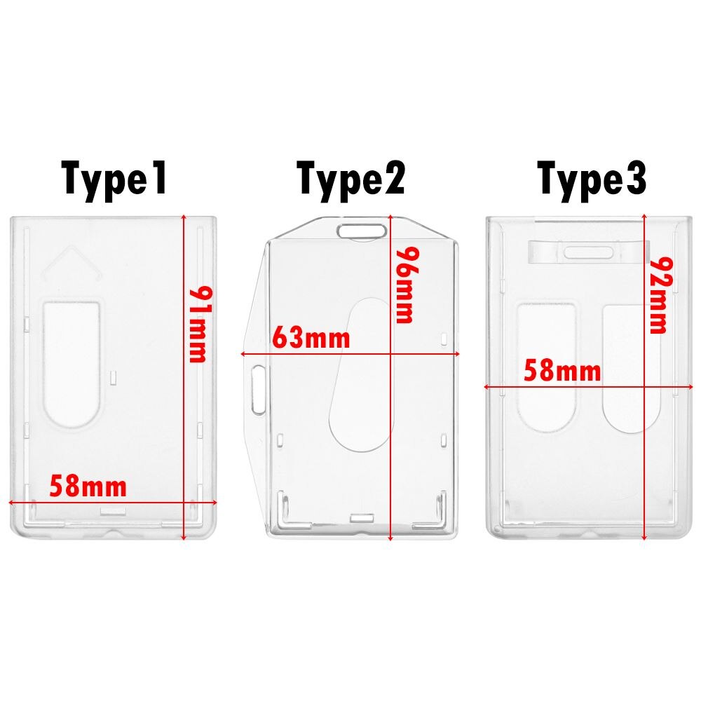 Clear Transparent Multi-use Hard Plastic Badge Work ID Card Holder Protector Cover Case Double Sided ID Card