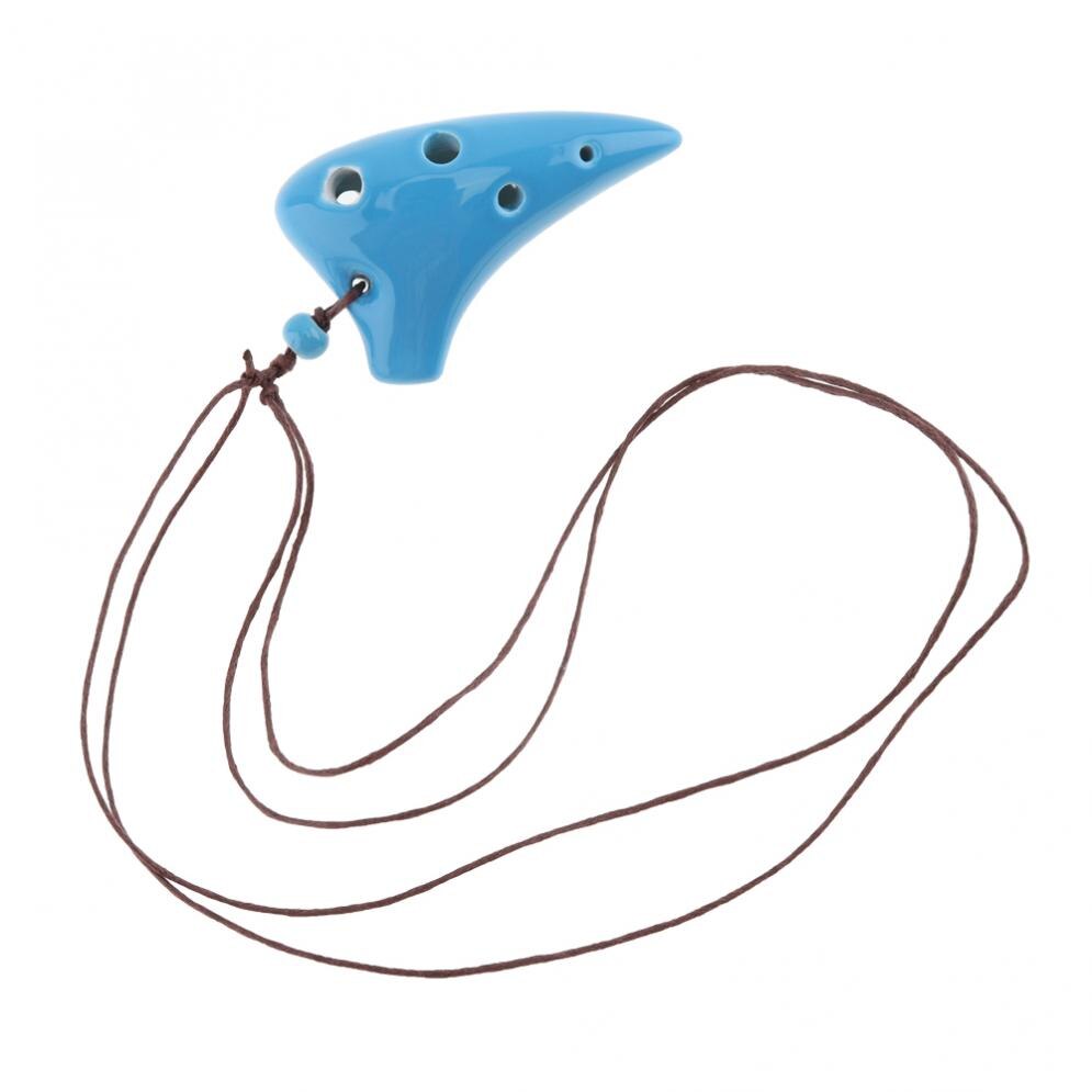 Mini collar de Alto ToneC de 6 agujeros, instrumento de flauta de cerámica Ocarina con cuerda para colgar, 4 colores opcionales