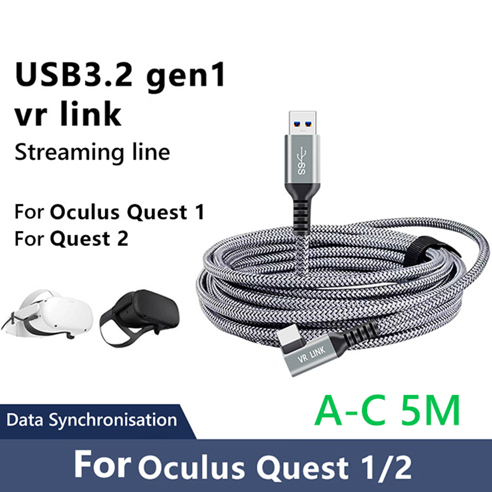 6/5M Charger Cable for Oculus Quest 2 Link Headset USB 3.2 Type C Data Line Transfer Type A to Type-C Cord VR Accessories: A To C 5M