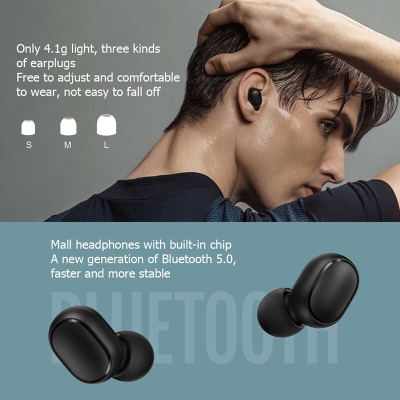 Xiaomi Redmi Airdots 2 Earbuds AI Control Stereo Bass with Mic Handsfree TWS Wireless Bluetooth 5.0 Earphone