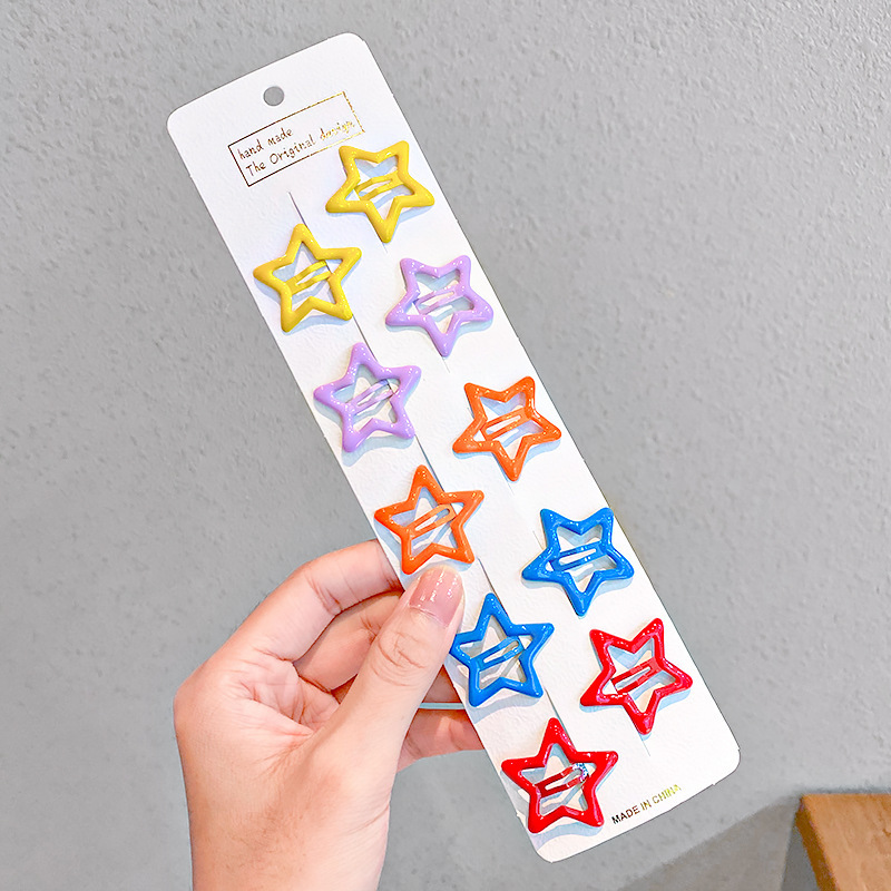 10 Uds. Nueva para chicas, horquillas bonitas con forma de gota de agua y estrella colorida, adorno para el cabello para niños, pasadores con Clip, accesorios para el cabello: Rojo