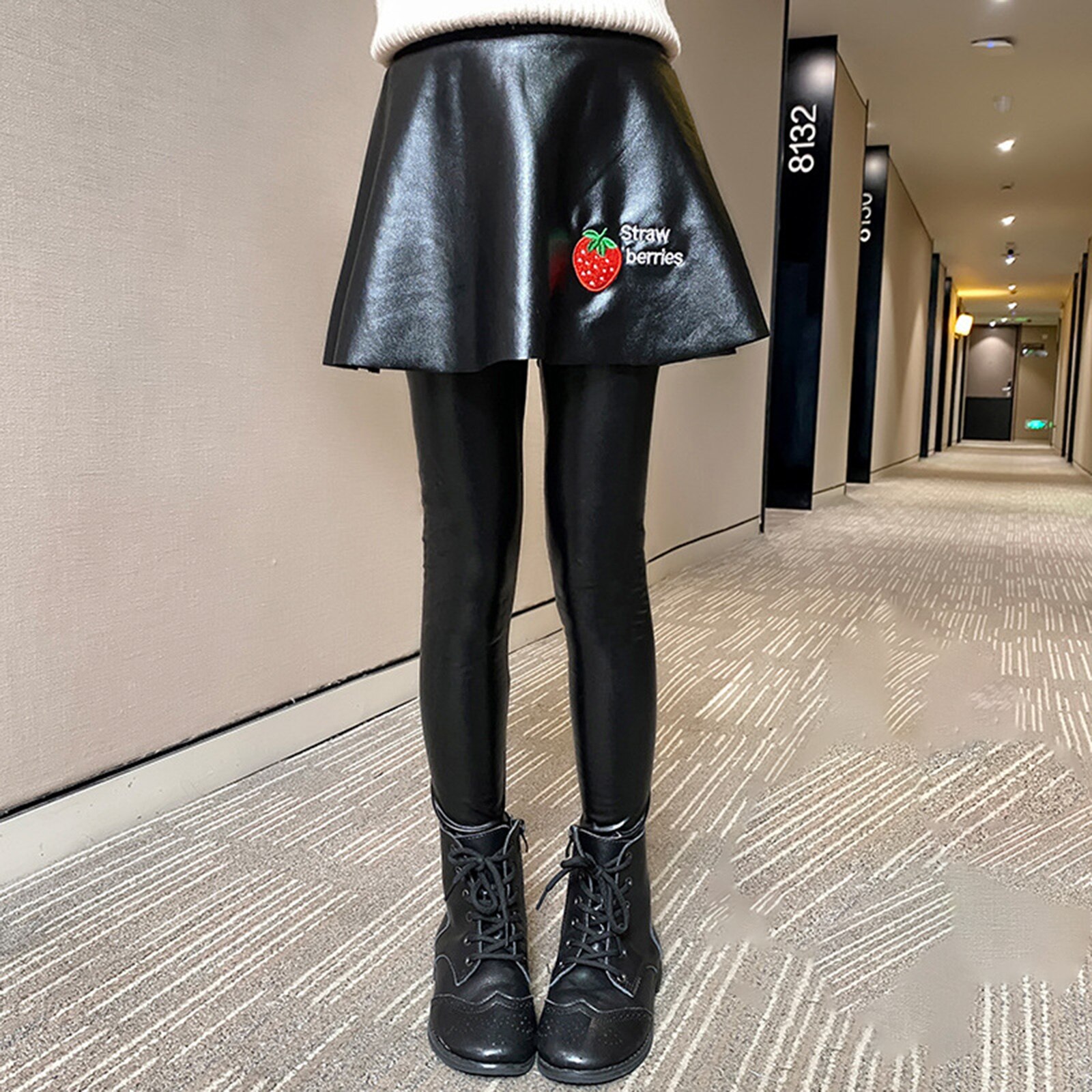 2021 autunno inverno bambini ragazza calda gonna bambino Legging neonate pantaloni Skinny a matita Leggings per bambini in ecopelle PU