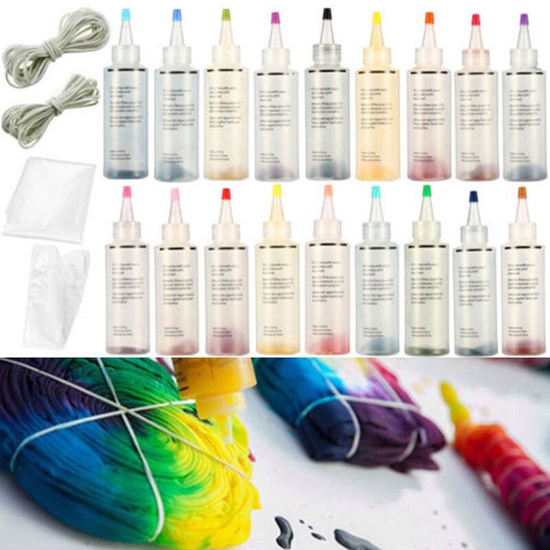 18 bouteilles tulipe permanente une étape cravate ensemble de teinture Kits de bricolage pour tissu Textile artisanat vêtements pour projets Solo colorants peinture