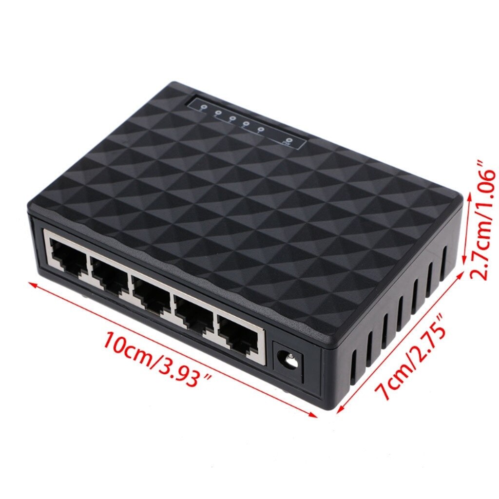 RJ45 MINI 5-Ports Fast Ethernet Network Black Switch Hub For Desktop PC EU/UK/AU Plug Cable Rj45 Hubs Ethernet Converter