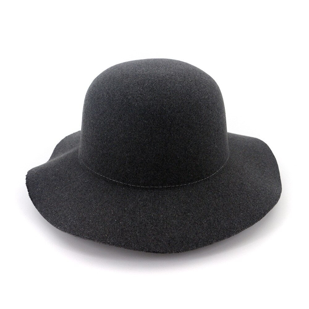 Retro Autumn Church cap For Women Bucket caps Soft Wide Brim Wool Felt Bowler Fedora Hat Floppy Cloche Women&#39;s Large Hat HF142