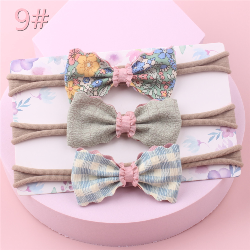 3 unids/set nuevos niños bebé niña arco elástico banda pelo bebé de un año de edad venda del bebé diadema para foto: 9