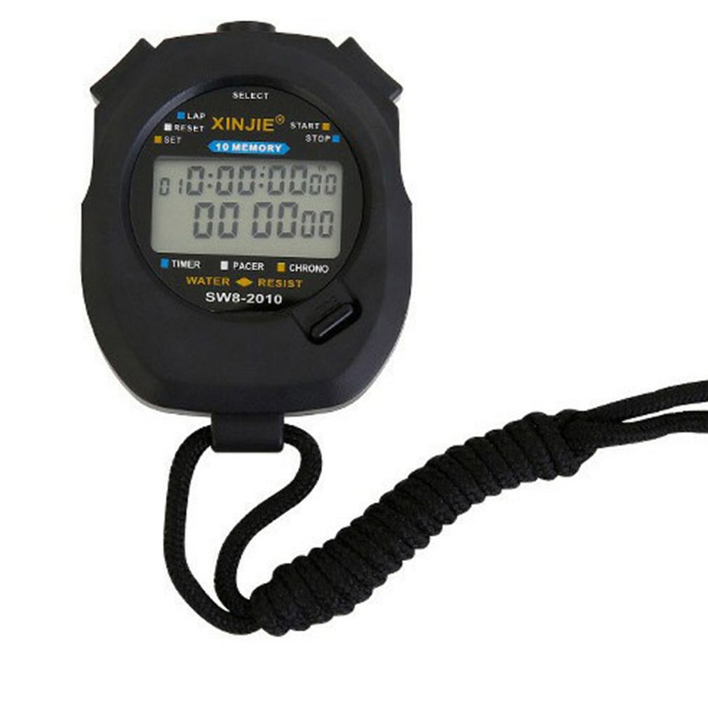 Multi-Function Waterproof Classic Digital Handheld LCD Chronograph Sports Stopwatch Timer Stop Watch With String: SW8-2010