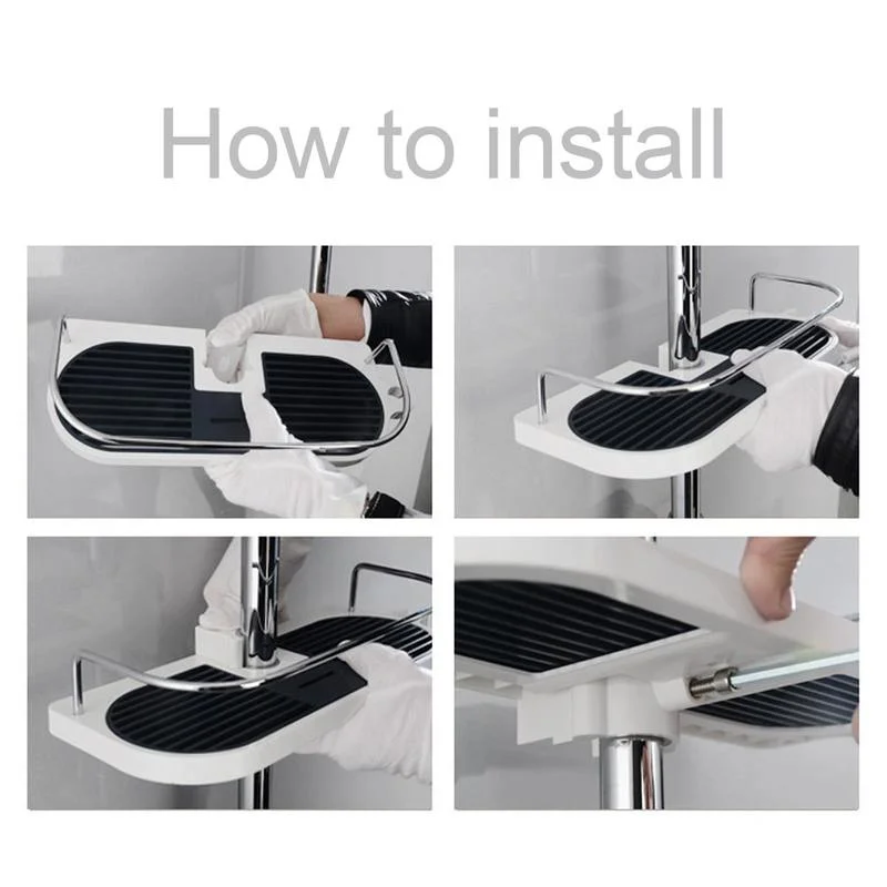 Rechthoek Badkamer Organizer Douche Planken Opbergrek Houder Shampoo Lade Badkamer Enkele Tier Hoofd Houder