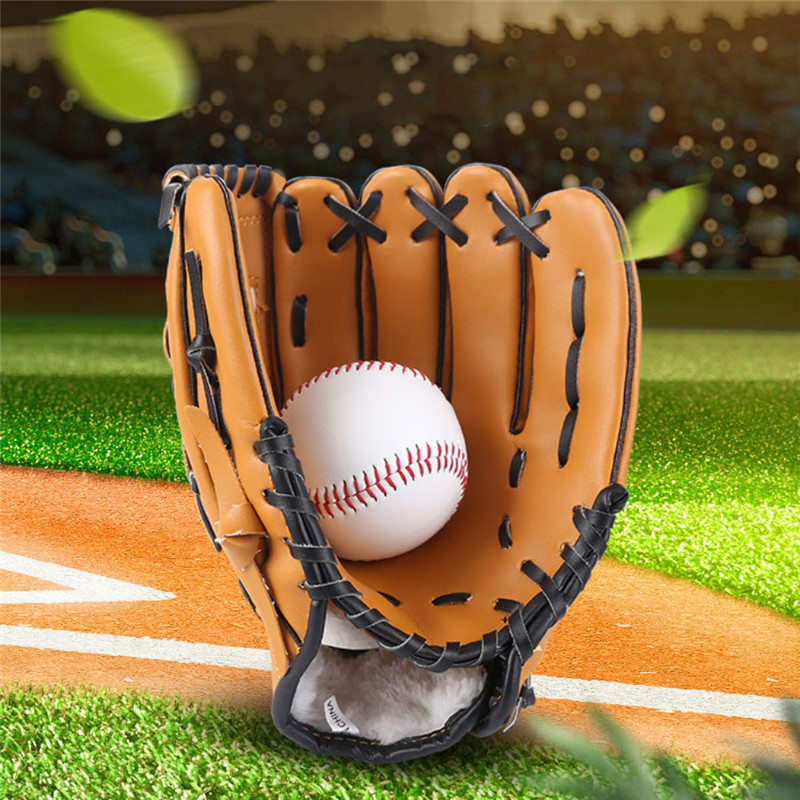 Guante de béisbol para deportes al aire libre, equipo de práctica de Softball, marrón, azul, negro, adultos, hombre, mujer, niños, guantes de béisbol para tren de mano izquierda