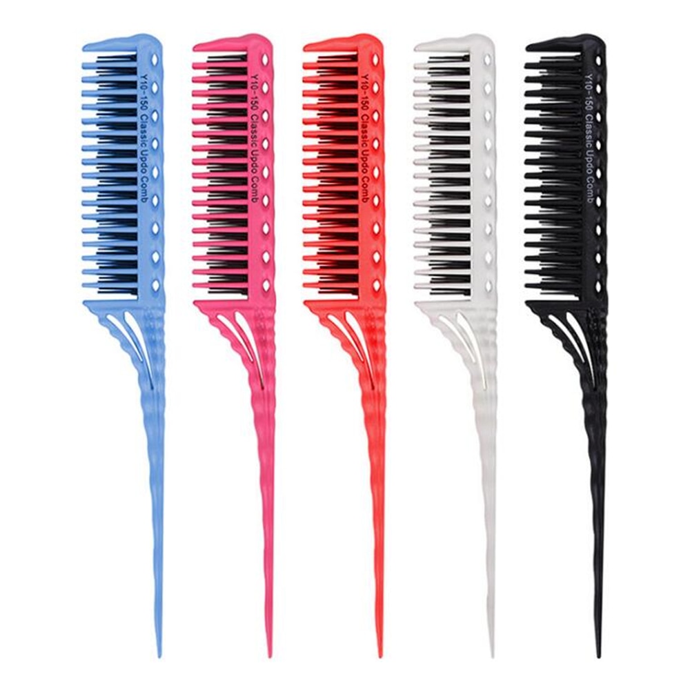 Hair Combs Tip Tail Comb Barber Hairdressing Comb 3-Row Teeth Teasing Brush Highlight Comb Salon Hair Styling Tool