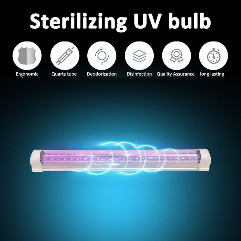 8W LED UV Lamp Germicidal Sterilizer UV Light Sterilizer Germicidal Lamp Eliminator Home Tube Quartz Ultraviolet Light