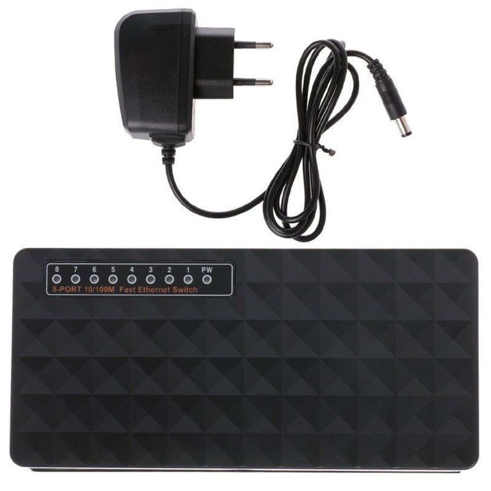 Mini 8 Hafen Schneller Schalter 10/ 100Mbps Netzwerk Schalter Hub Schnelle LAN Ethernet Netzwerk Schreibtisch Schalter Adapter Schwarz