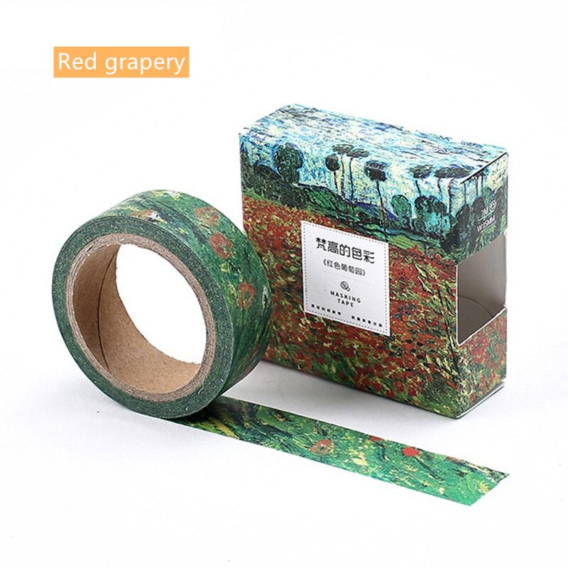 Van Goah Schilderen Papier Washi Tape 15 Mm Starry Night Irissen Abrikoos Zelfklevende Masking Tapes School Decoratie Stickers 6186: Red grapery