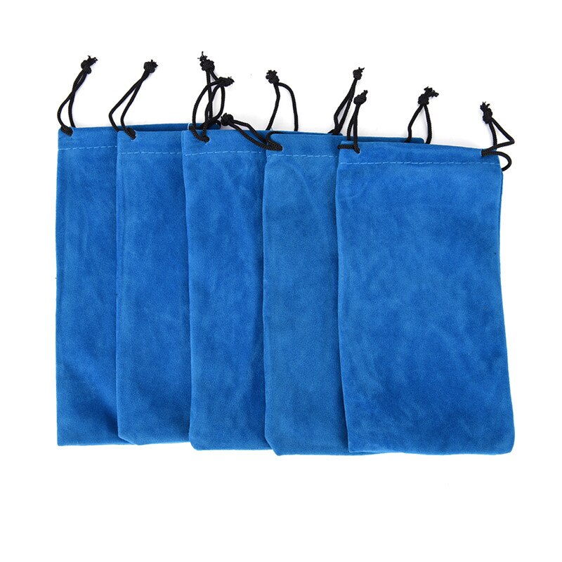 Bolsa de terciopelo para gafas de sol, estuche muy suave con cordón, 10 unids/lote: Blue