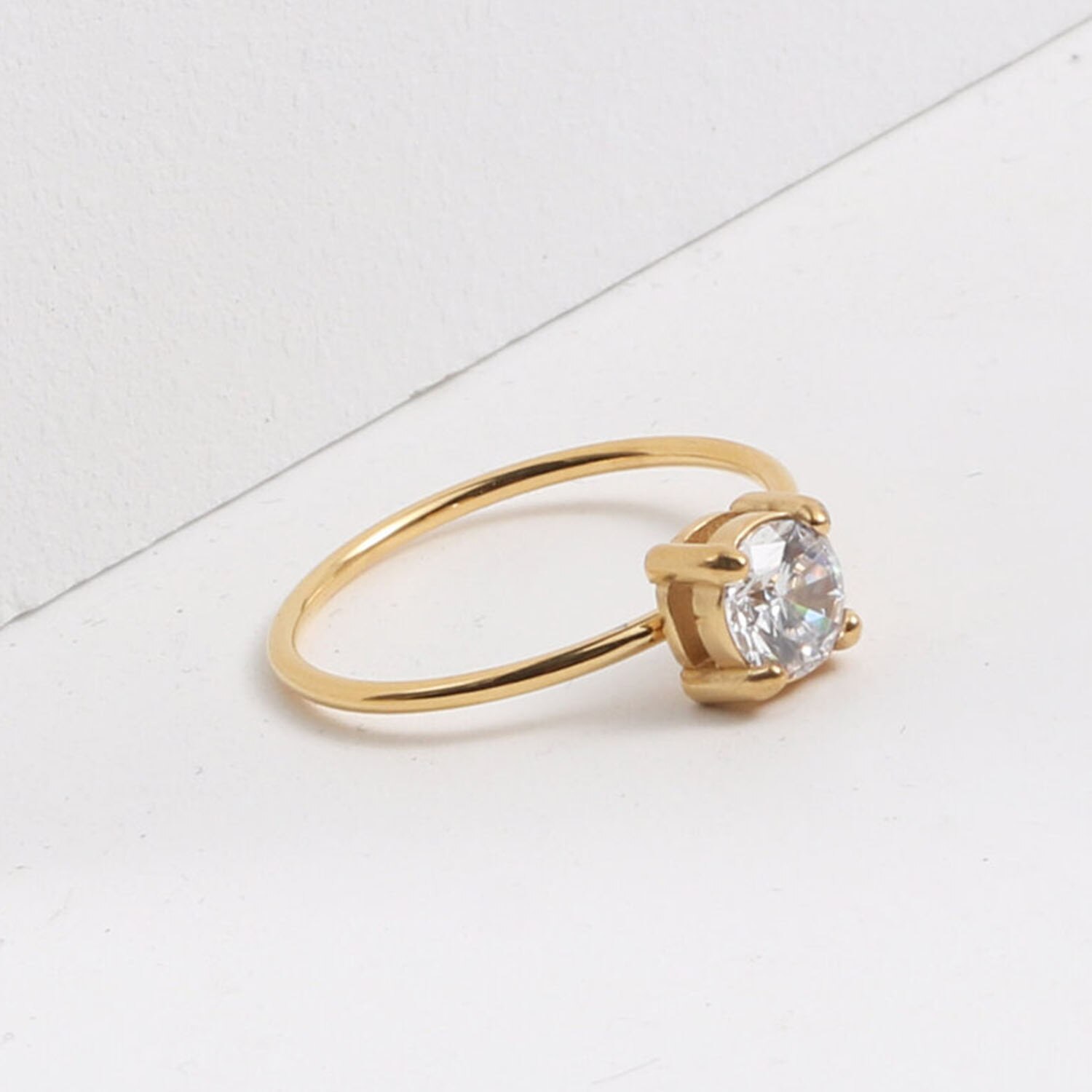Verlovingsring Fijne Ingelegd Zirkoon Ring Trouwri... – Vicedeal