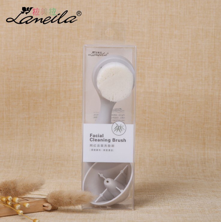 Lameila handmatige gezichtsborstel, kunstmatige vezel reinigingsborstel, gezichtsborstel, enkel handvat, bevestigde basis  c0368