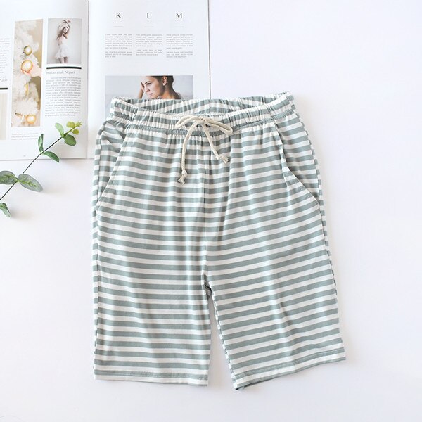 M -2xl plus size sommar dambyxor för hem pyjamasbyxor för kvinnor sovunderdel lounge wear randiga pijamasbyxor fdfklak: Grön / L