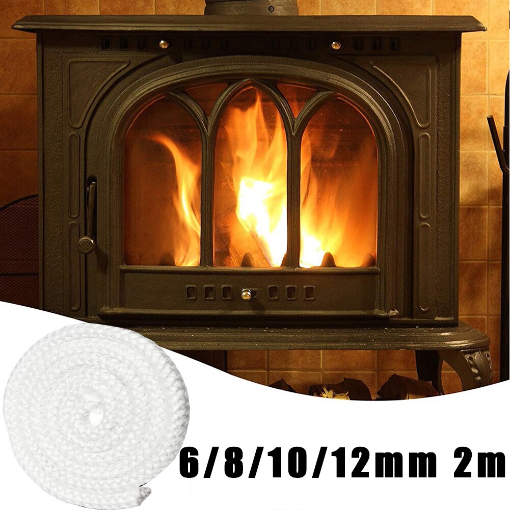 Cuerda de sellado para quemador de madera, reemplazo de cable de vidrio de alta temperatura para chimenea y puerta de estufa, color blanco, 6/8/10/12mm, 2m