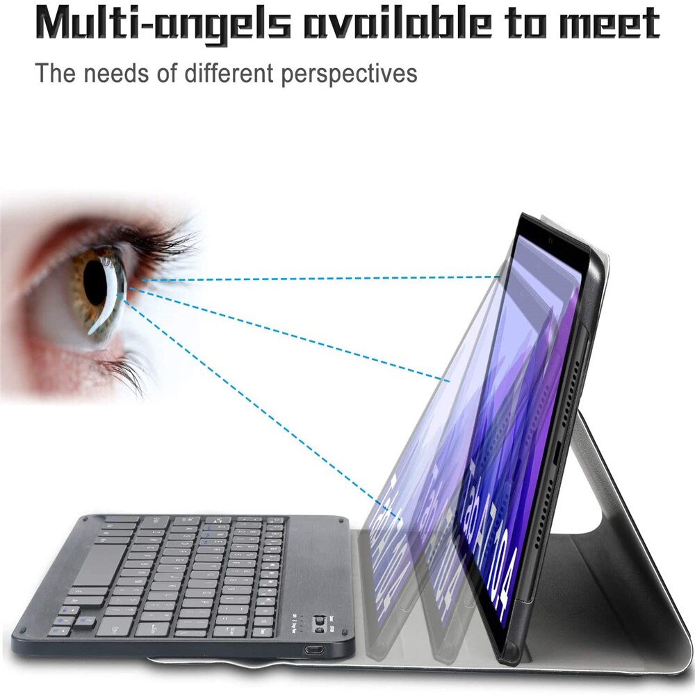 Étui pour clavier Samsung Galaxy Tab A7 de 10.4 pouces cuir synthétique, fonction de support en cuir, clavier sans fil amovible)