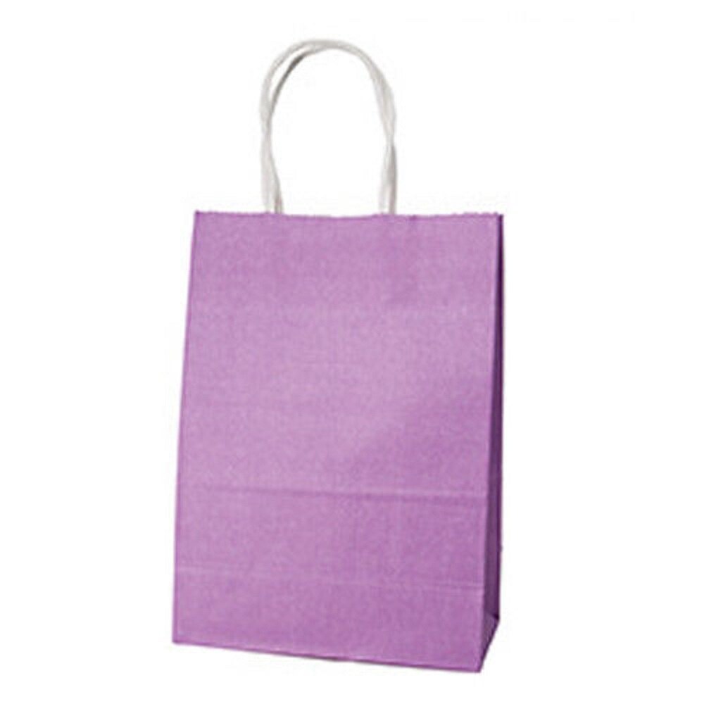 Recyclable 10 Colors Party Bags Kraft Paper Bag With Handle Shop Loot Bag: purple