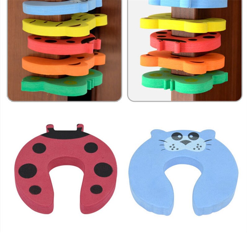 5pcs Door Stopper Cartoon Animal Baby Security Card Protection Tools Baby Safety Gate Products for Newborn Care Color Random