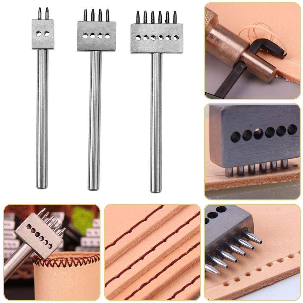 5mm Leather Craft Tools Hole Punches DIY Round Stitching Punch Cut 2 Prong,4 Prong,6 Prong Leather Craft Punching Tool