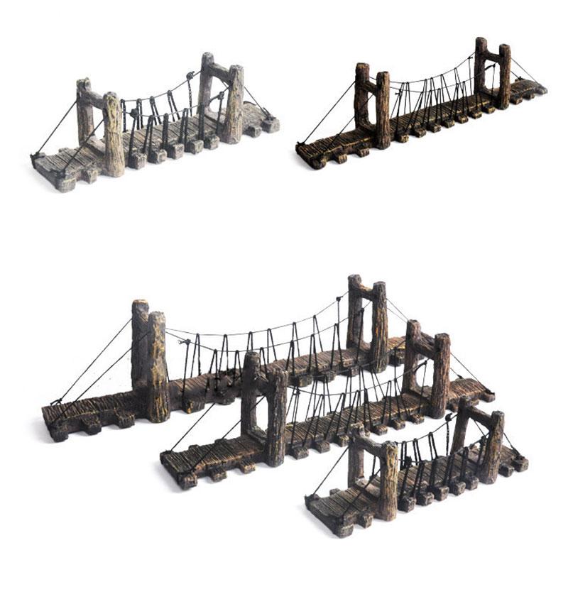 Decoración de puente de imitación para terraza de tortugas, ornamentos de Acuario, paisaje de pecera, puentes de Color madera, decoración de acuario V3