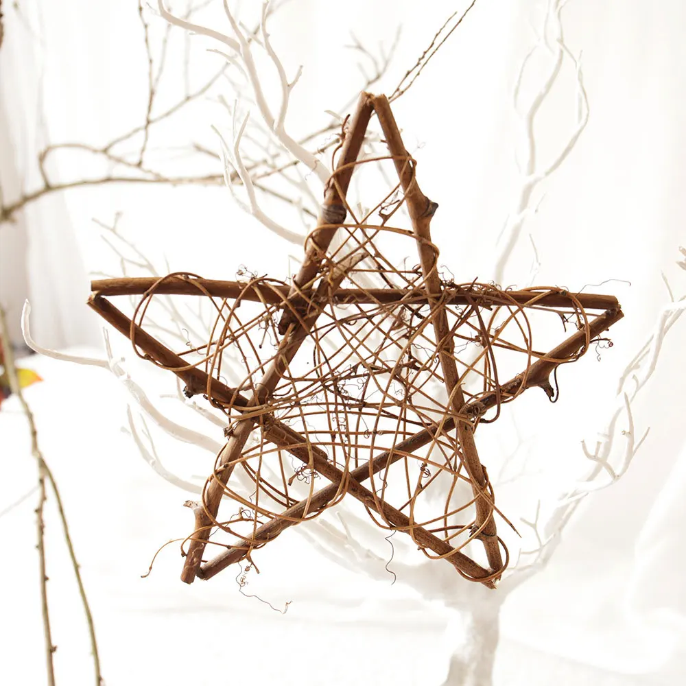 10 pçs madeira café branco rattan bola coração estrelas diy acessórios decorações para casa ornamento da árvore de natal fontes de festa de casamento