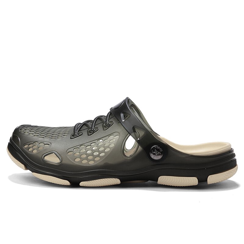 Jelly Shoes Slip-on Sandals Men Breath Mens Sandals Summer Outdoor Beach Sandals Casual Slippers Croks Sandalias Croc Clogs Men: Gray / 8