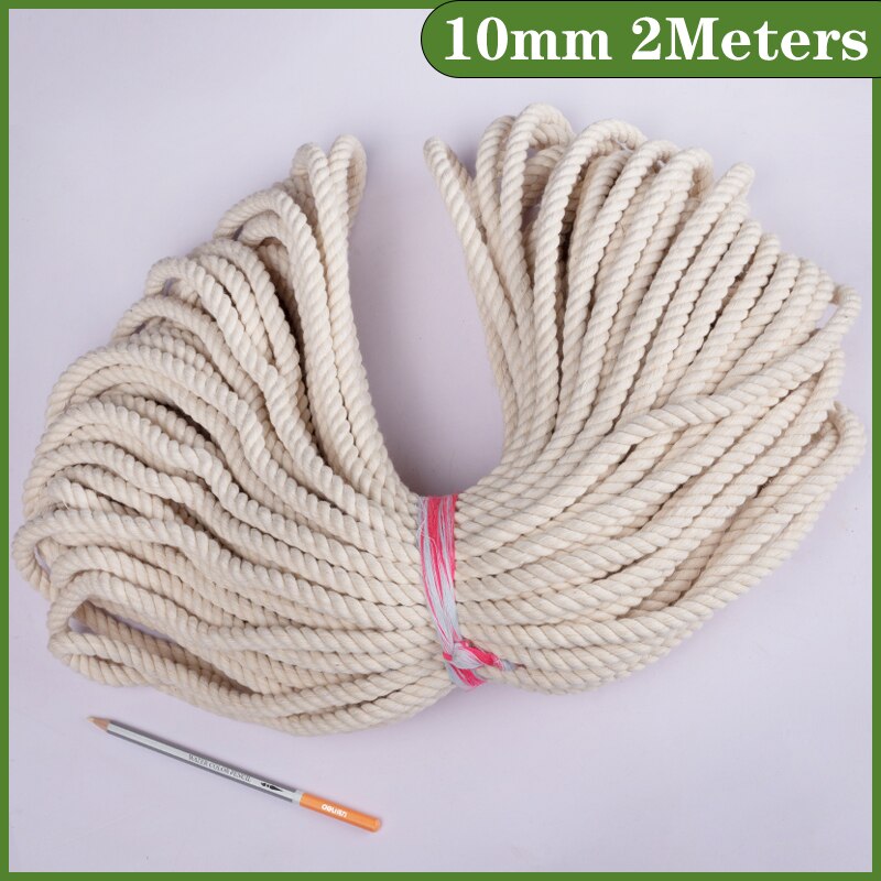 Cotton Macrame Cord Rope Twine 1/2/3/4/5/6/8/10mm DIY Macrame Rope Ribbon Crafts Twisted String Braided Handwork Home Decoration: White 10mm 2Meters