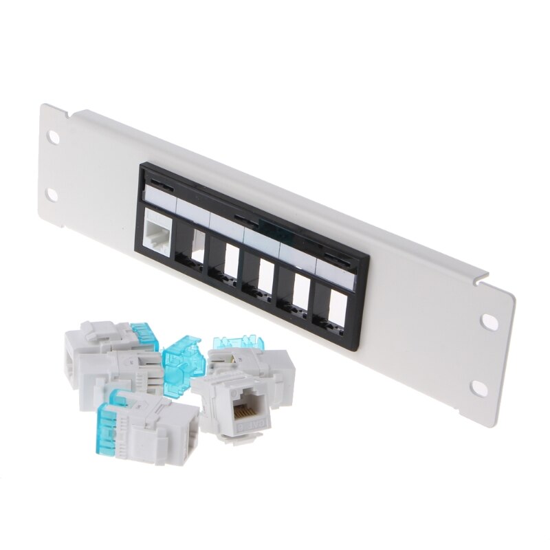 RJ45 CAT6 6 Poorten Patch Panel Frame Met RJ45 Keyston Module Jack Connector