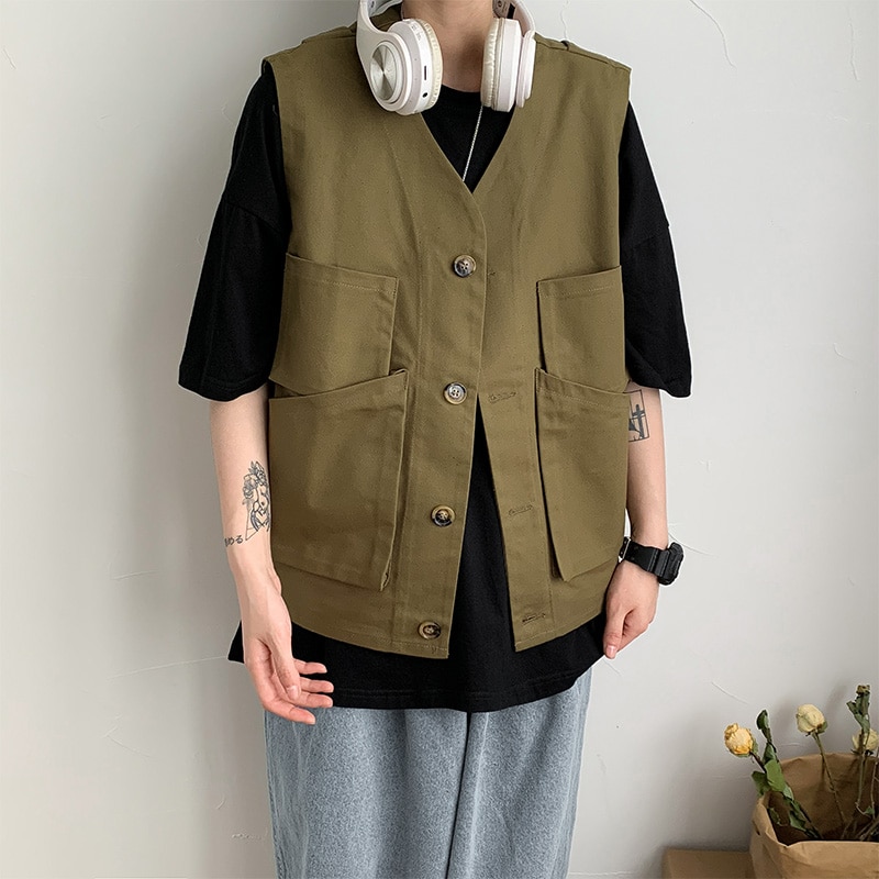 Mannen Vesten Zomer Heren Mouwloze Jas Vest Lente Herfst Casual Reist Vest Multi-Zakken Dunne Vest Mannelijk kleding: Army Green / L