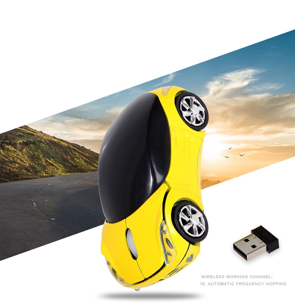 Ratón de desplazamiento con forma de coche para tableta, ordenador portátil, oficina, sensible, para juegos, Ratón Óptico inalámbrico, Usb, 2,4 ghz, 1200dpi