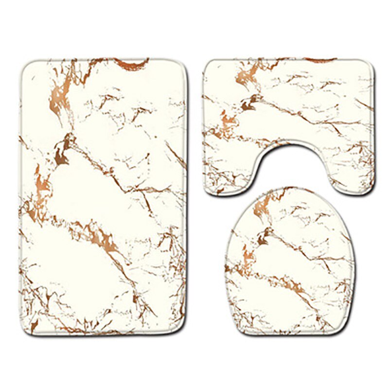 Colorful Bathroom Rugs 3pcs/Set Closestool Seat Mat Toilet Seat Mat Anti Slip Wc Mat Marble Effect Floor Mats Home Toilet Carpet: C015