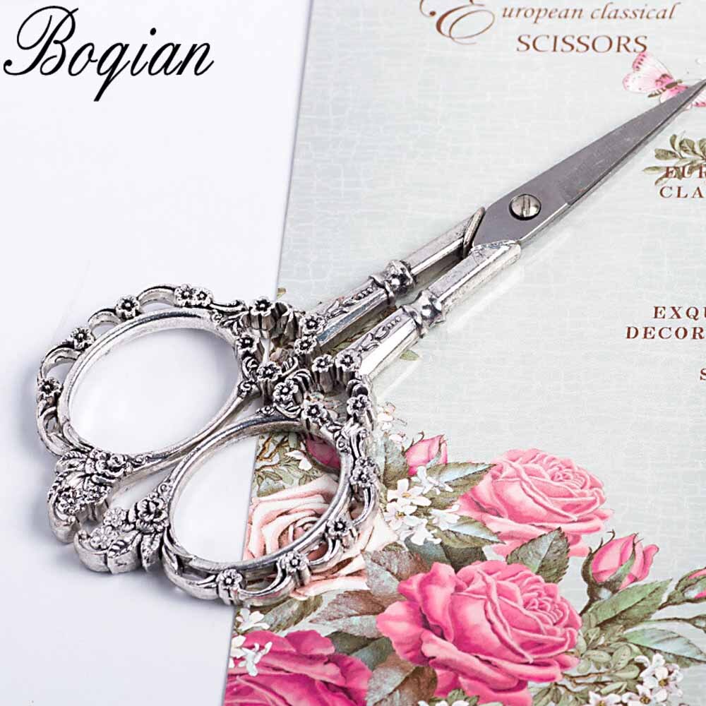 BQAN 4 Farben Europäischen Jahrgang Blumen- aufbringen Schere Nagel Kunst Folie Cutter Näherin Blüte Schere Antike NäHenne Stoff Werkzeug