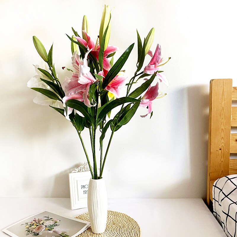 1pcs true touch Lily artificial flower lily bouquet wedding bouquet bridal home flower decoration DIY plant