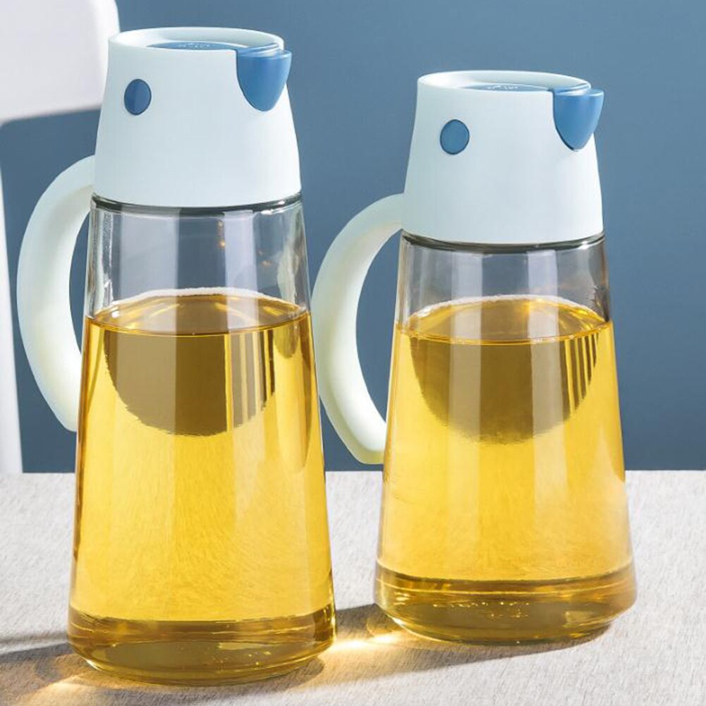 550/650ml genomskinliga glasflaskor för oljeförvaring med våg och handtag oljetankkruka läckagefri sojasåsvinägerförseglad burk