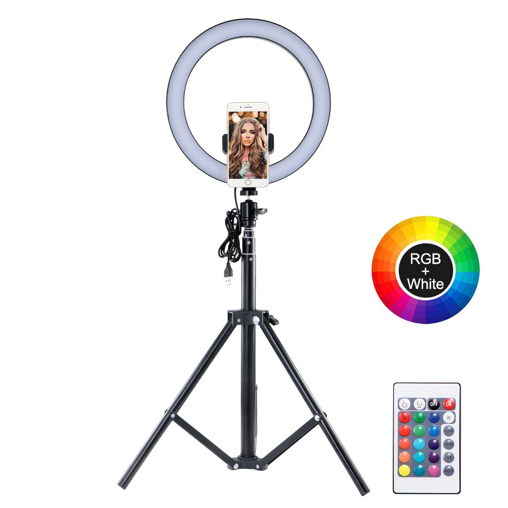 Ring Fill Light Telescopic Tripod And Phone Clip Selfie Ring Tripod Remote Controlling Ring Fill Lamp for Makeup Live Studio: Default Title