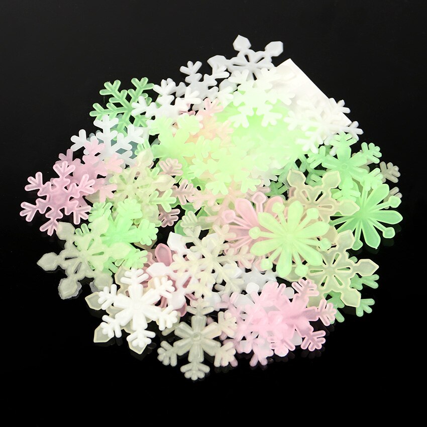 48 stuks/set kleurrijke lichtgevende sneeuw muurstickers voor thuis, glow in the dark stickers voor kinderkamers, fluorescerende stickers en decoraties: Multi
