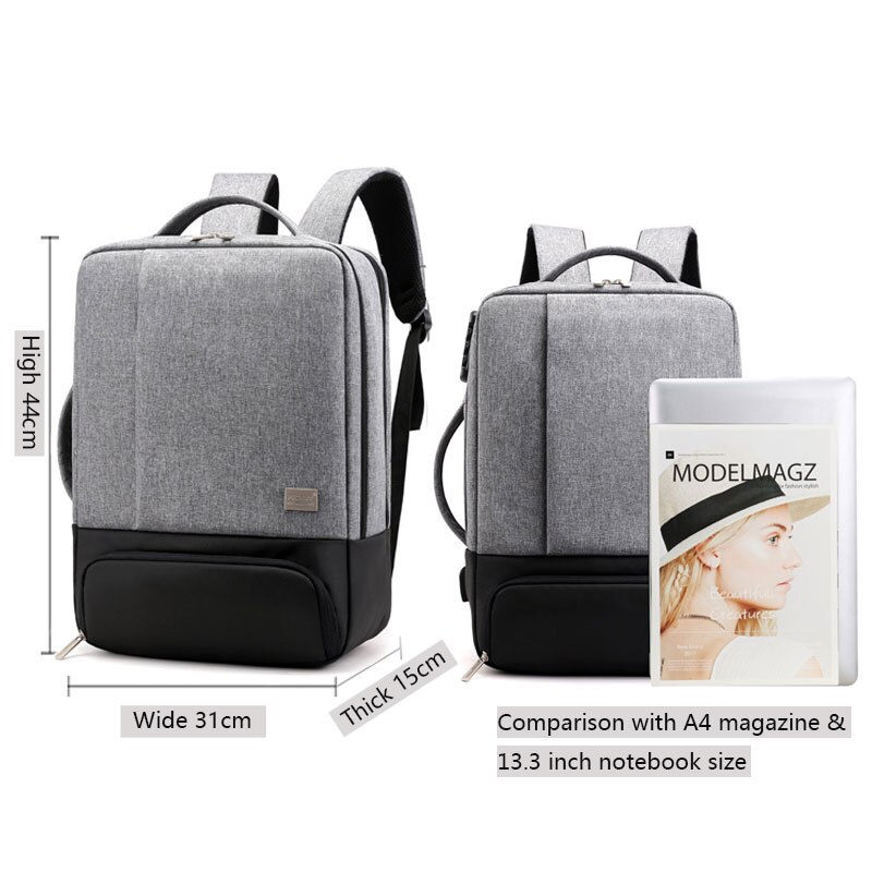 Männer Frauen USB Ladung Reise Geschäft Tasche 15 Zoll Laptop Rucksack Männlichen Wasserdichte Anti-diebstahl Schuh Lagerung Taschen Rucksäcke für Männer