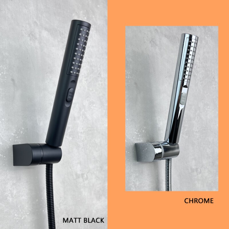 ABS Hand Shower Set 2 Functions Black and Chrome Handheld Swivel Bracket 1.5m Stainless Steel Hose