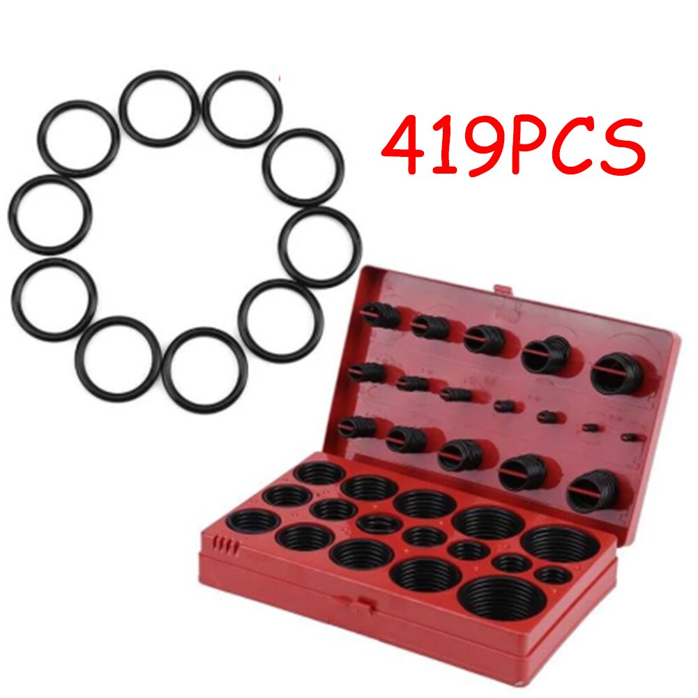 419pcs O Ring Assortment Set Seal Gasket Universal Car O-Ring Seal Set Automotive O Ring NBR Rubber Gasket Washer Assortment Kit